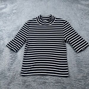Anthropologie Black and White Striped Short Sleeve Tee